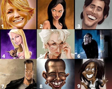 American Celebrities Caricatures In 2020 Celebrity Quiz Celebrity