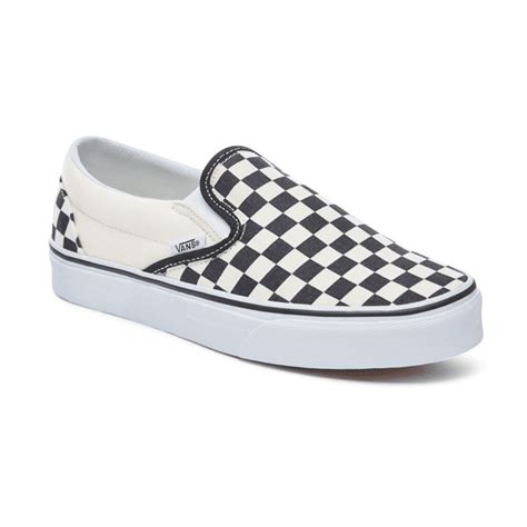 Vans Unisex Checkerboard Classic Slip On Shoes Blackwhite Checker