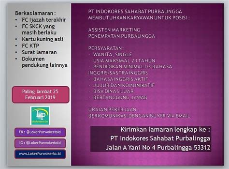 Di mana pemerintah provinsi dan kabupaten/kota sebagai pengelolanya. Loker Dinas Purbalingga / Lowongan Kerja Pt Indokores Sahabat Purbalingga April 2021 ...