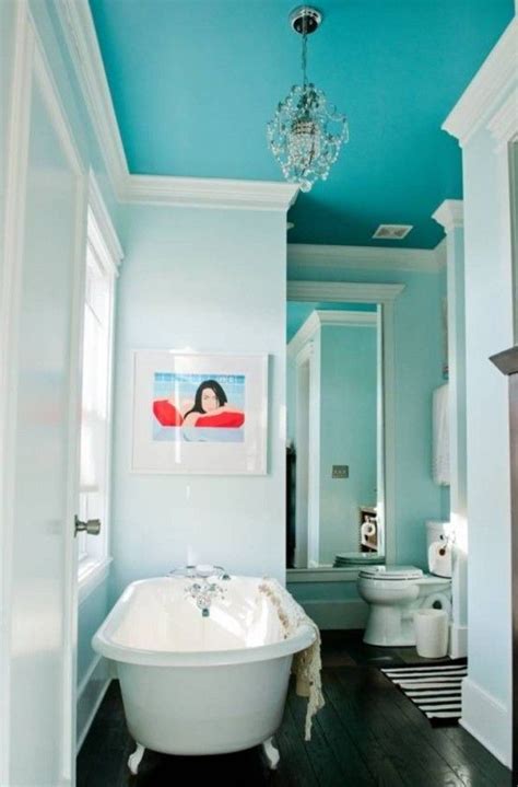 If you have white elements in your decor (white painted furniture, fabrics, accents, etc), it's better to match your ceiling paint color to the other white. Fresh Ceiling Paint Color Ideas | Turquoise room, Blue ...