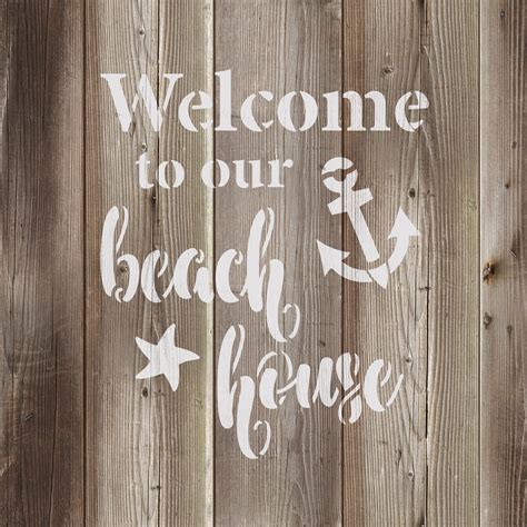Welcome To Our Beach House Stencil Reusable Diy Craft Etsy