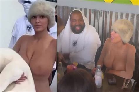 Kanye West S Wife Bianca Censori Almost Naked Clutching A Teddy In Most