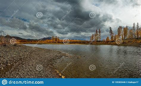 The Colours Of Autumn Are Cold Water Rivers Of Magadan Stock Photo