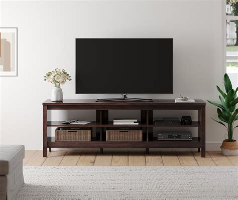 Tv Stands For 75 Inch Tv Entertainment Center Brown Media Cabinet Tv