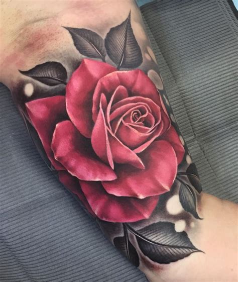 The bright color of this beautiful rose tattoo design, along with its pale colors always had a stunning effect on rose tattoos, mainly because they give us a feeling of elegance. Guide to Flower Tattoos, Meaning, Design Ideas & Placements