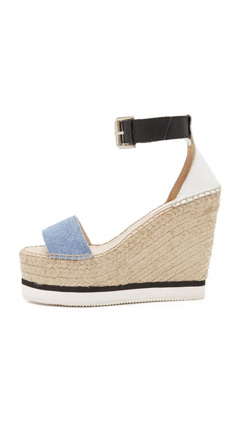 Lyst See By Chloé Glyn Espadrille Wedge Sandals In Blue