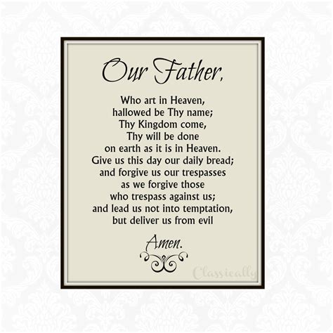 Our Father Prayer Printable Catholic Print Lords