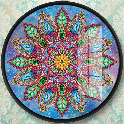 5d Mandala Diamond Painting Kits With Tassels Round Frame Wall Etsy