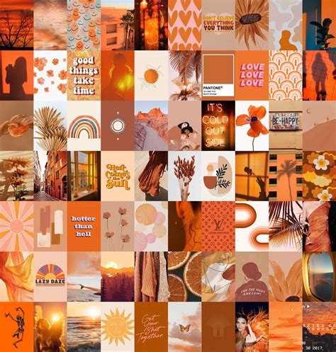 Boho Burnt Orange Wall Collage Kit Photo Wall Collage Etsy Photo