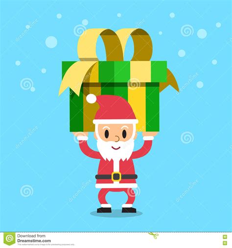 Santa Claus Carrying A Big T Box Stock Vector Illustration Of