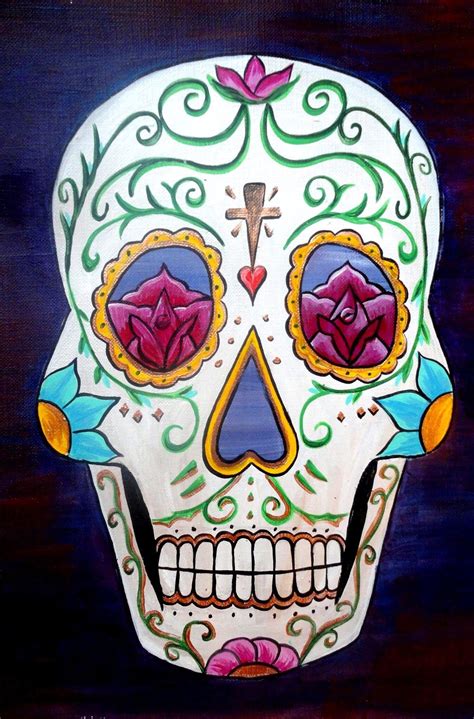 Sugarskull Day Of The Dead Art Etsy Day Of The Dead Art Patterns