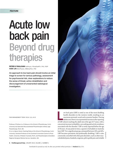 Pdf Acute Low Back Pain Beyond Drug Therapies