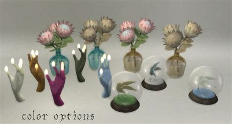 Random Set Protea For Sims4 By Pocci Hand Candle Candles Candle Holders