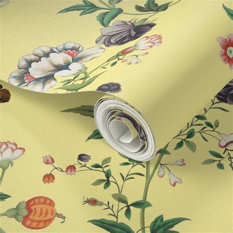 The Dowagers Chinese Room Bright Yellow Wallpaper Spoonflower