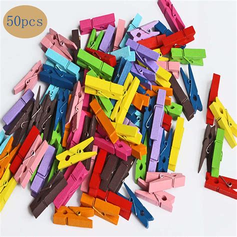 Clothes Pins 50 Packs 29 Colorful Clothespins Natural Birchwood