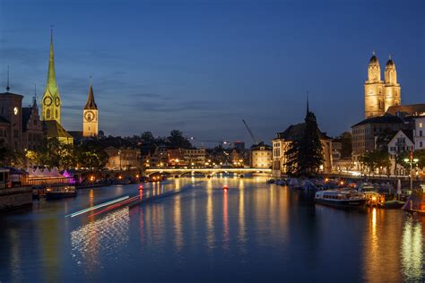 Switzerland Houses Rivers Bridges Marinas Sky Night Street