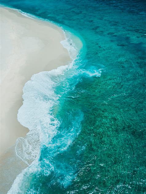 2k Free Download Beach Waves Coast Aerial View Hd Phone Wallpaper
