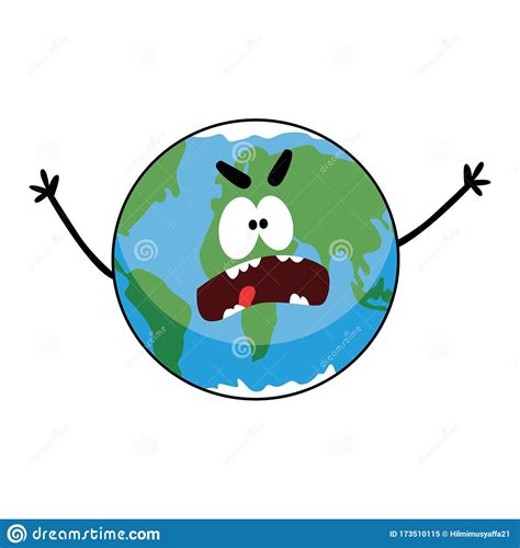 Angry Earth Planet Covered With Layer Of Mud Cartoon Vector