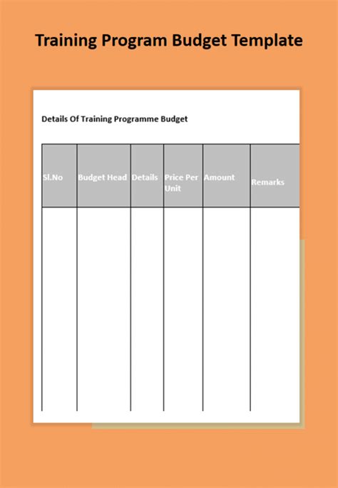 Training Program Budget Template