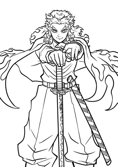 Kyojuro Rengoku Sketch Coloring Page Anime Coloring Pages CLOUD HOT GIRL