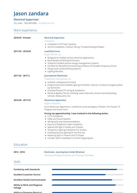 Crafting a entry level electrician resume that catches the attention of hiring managers is. Electrician - Resume Samples and Templates | VisualCV