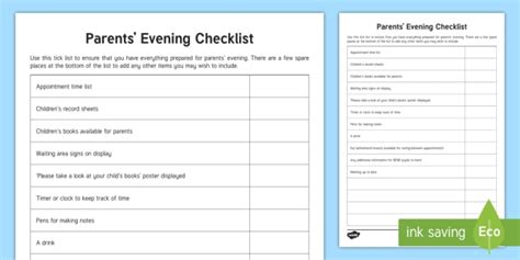 Parent Teacher Meeting Checklist F 6