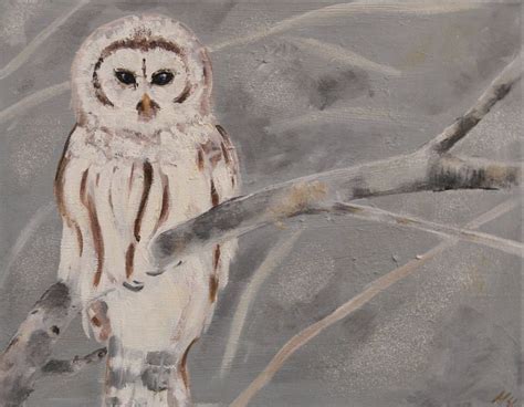 Snowy Owl Original Oilacrylic Painting On Canvas Owl Fine Art 14x11