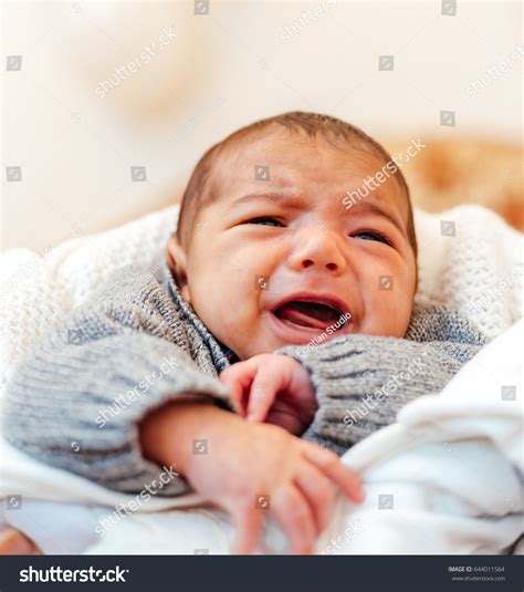 Стоковая фотография 644011564 Newborn Baby Boy Crying Shutterstock