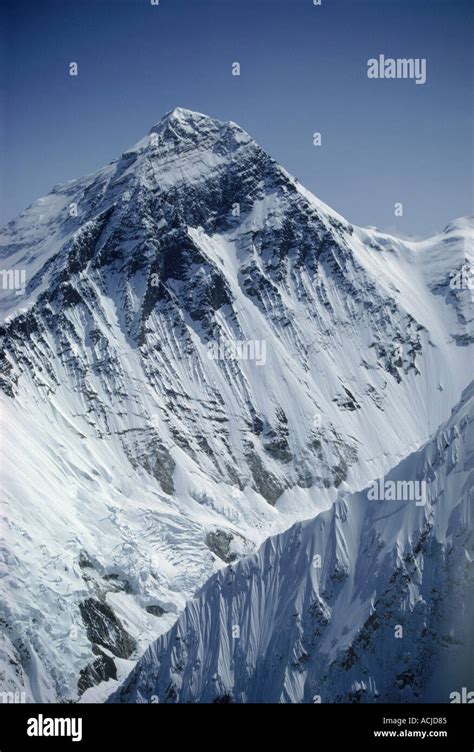 Aerial View Of Mount Everest Nuptse Ridge Foreground Right Himalayas