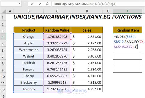 Random Selection From List With No Duplicates In Excel Methods