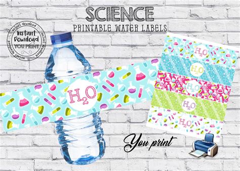 Printable Science Water Bottle Labels Science Party Water Etsy Hong Kong