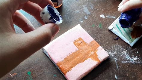 Abstract Painting Demo On Mini Canvas Acrylic Painting