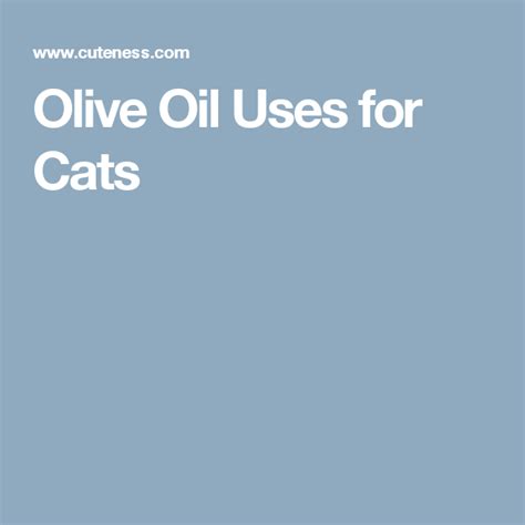 It will also leave its fur feeling soft and clean, and may help to remove any fleas. Olive Oil Uses for Cats | Olive oil uses, Oil uses, Cats