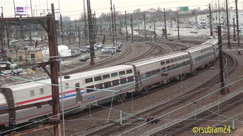 Amtrak Trains Entering And Leaving Philadelphia Station Youtube