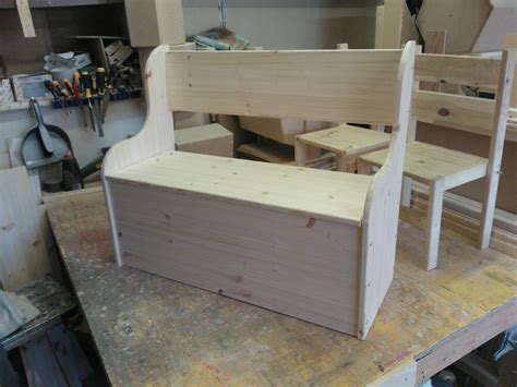 Build the legs for each end of the bench. handmade pine childrens toybox monks bench seat storage ...