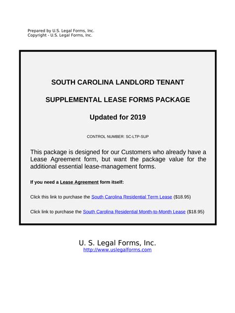 Supplemental Residential Lease Forms Package South Carolina Fill Out