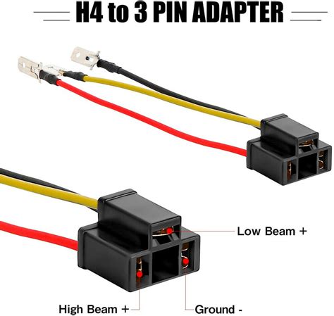 H4 9003 Hb2 3 Pin Harness Socket Adapter Wires For 4x6 7x6 5x7 Inch