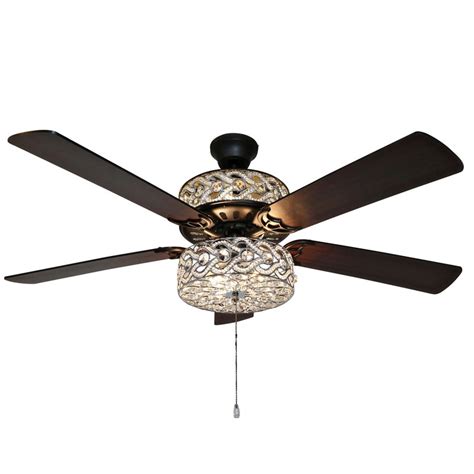 This fan light kit is designed for ceiling installation. House of Hampton® 52" Elkton 5 - Blade Crystal Ceiling Fan ...
