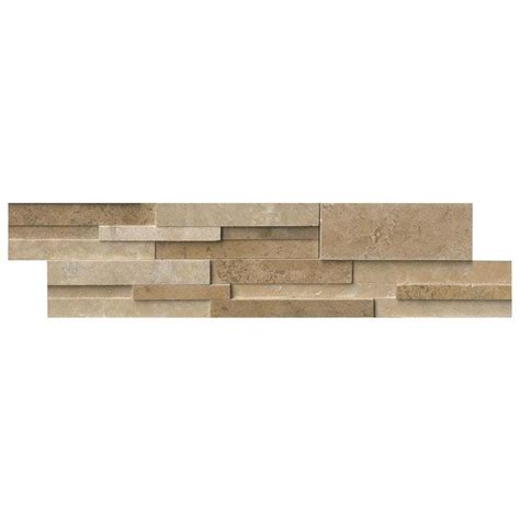 Ivory And Noce Travertine Blend 6x24 Stacked Stone Ledger Panel