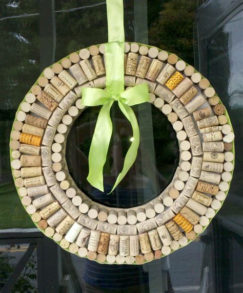 My Finished Cork Wreath Made With A Foam Wreath Corks Ribbon And Hot