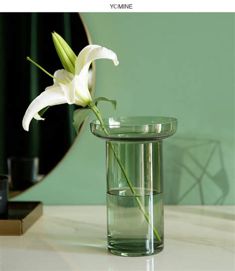 北欧风轻奢复古圆形玻璃透明花瓶水养水培花器摆件家居客厅装饰品 美间设计