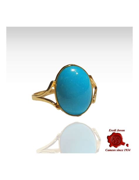 Turquoise Ring Gold Genuine Stone Womens Eredi Jovon Venice