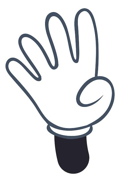 Premium Vector Cartoon Hand Showing Four Fingers White Glove Arm