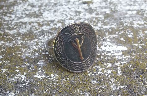 Algiz Runic Ring Viking Ring With Rune Ring With Runes Etsy
