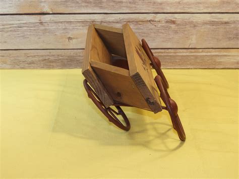 Vintage Wood Wagon Heart Folk Art Wall Pocket Wagon Table Decor Metal
