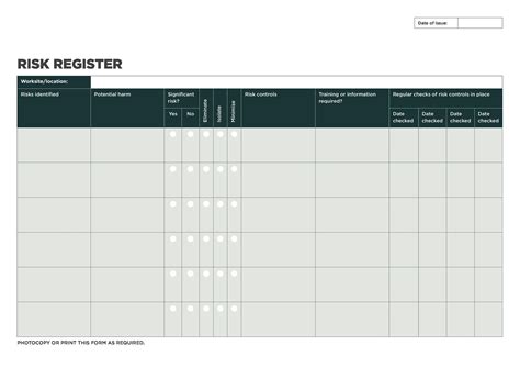 Risk And Opportunity Register Template Excel Risk Register Excel