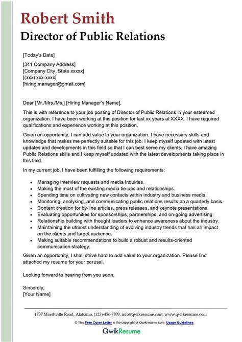 Communications Officer Cover Letter Examples Qwikresume