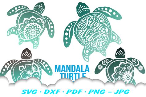 Mandala Sea Turtle Svg Dxf Cut Files Bundle Illustrations
