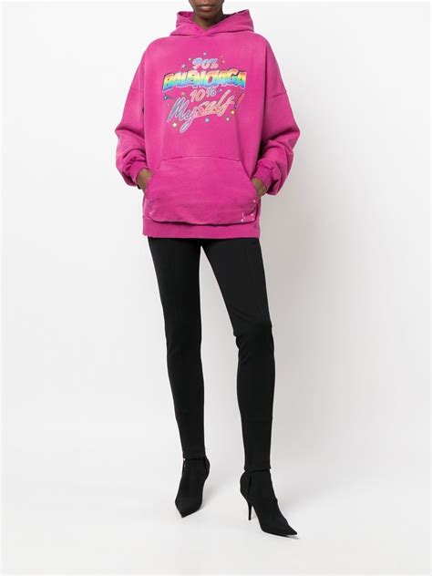 balenciaga rainbow logo cotton hoodie farfetch