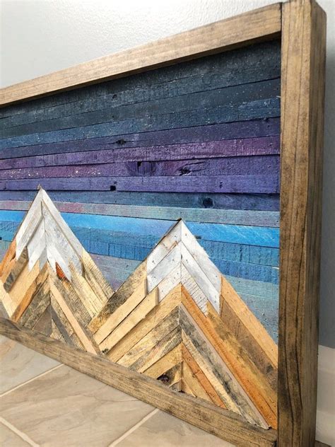 Mountain Wood Wall Art/Decor #reclaimedwoodwallart ... How to build a custom mountain mosaic from start to finish.